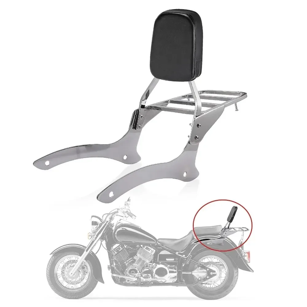 Motorcycle Backrest Sissy Bar with Luggage Rack Backrest Pad for YAMAHA Vstar 1100 Classic XVS1100 Drag Star Classic 2000-2011