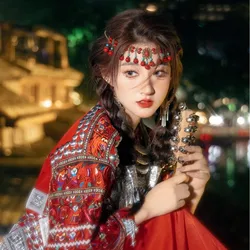 Retro Ethnic Exotic Style Headwear with Eyebrows Water Droplets Tassels Hair Strands Bohemian Headwear Accessories Jewelry