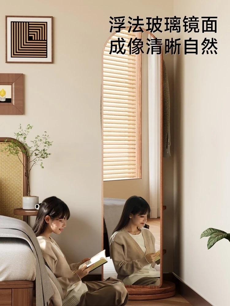 Full-length mirror Floor-to-ceiling mirror Household integrated full-length mirror Girls' bedroom Rotatable mobile fitting