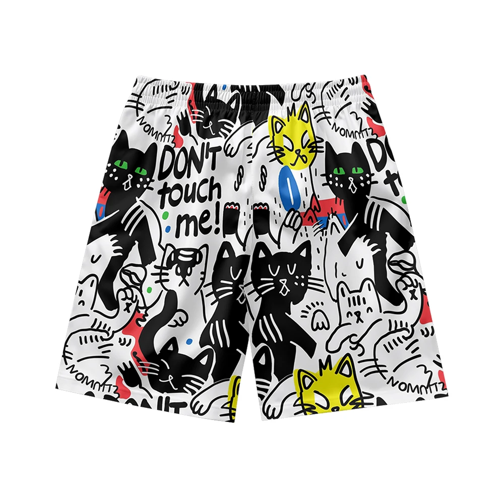 100% Polyester All Over Printing Custom Men's Shorts Summer Men Anime Shorts pantalones casuales Cat printing