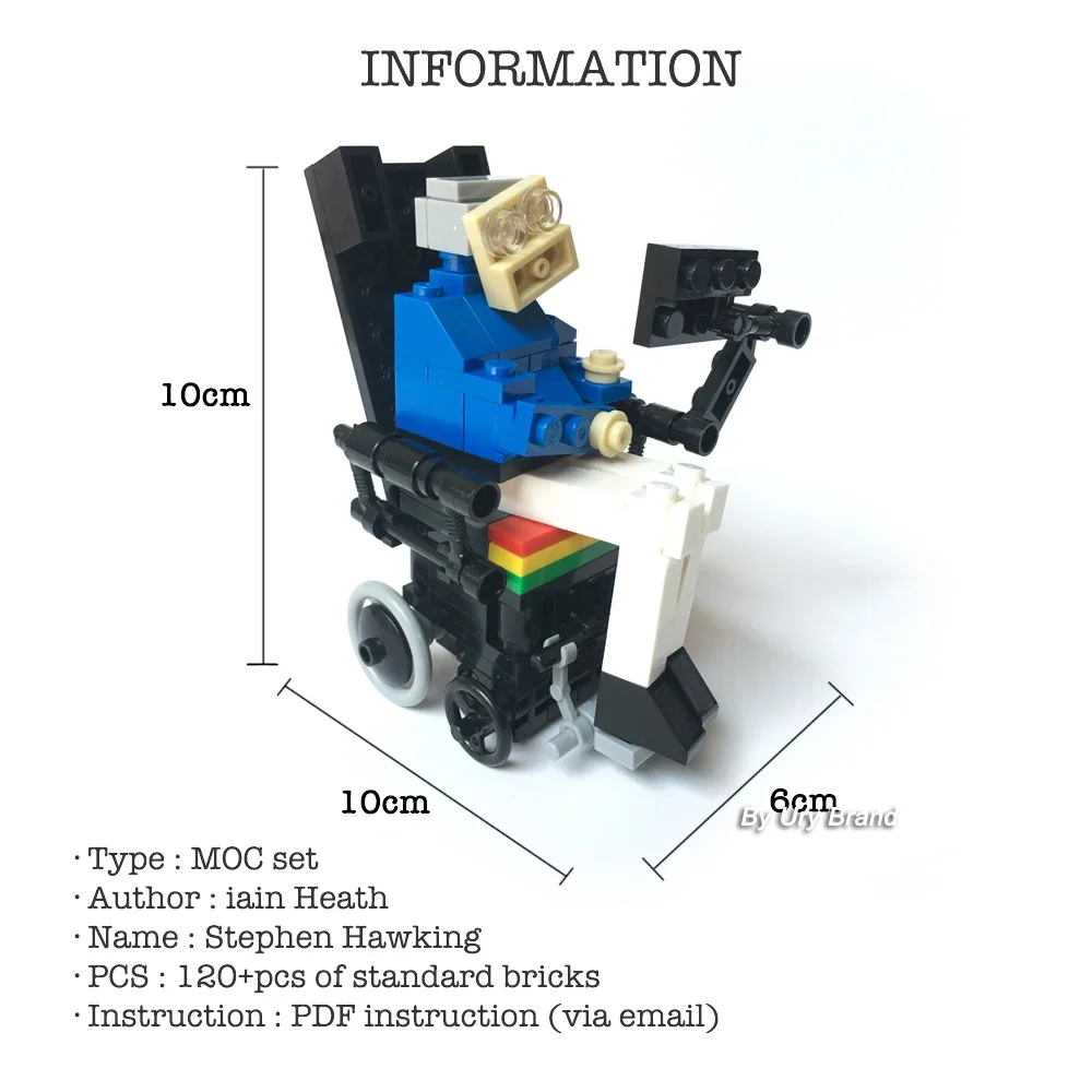 120+pcs MOC Set DIY Stephen Hawking Scientist Character Creative Collection Educational Model Building Blocks Toys Bricks Bag