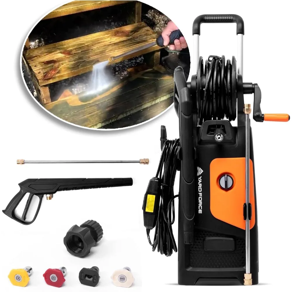 

YardForce Pressure Washer Electric Powered - 2000 PSI 2.3 GPM Power Washer with Hose Reel, Portable Washer with 4 Quick Connect