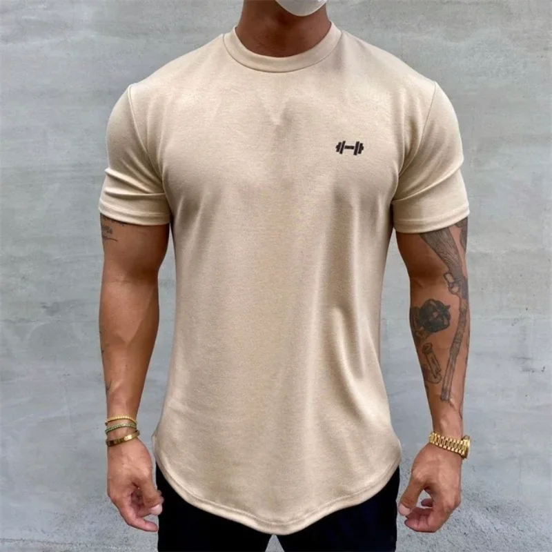 Dumbbells Printed Casual Crew Neck Short Sleeve Comfort Top 100% Cotton Men's Summer  Sport T-Shirt Fashion Trend T-Shirt