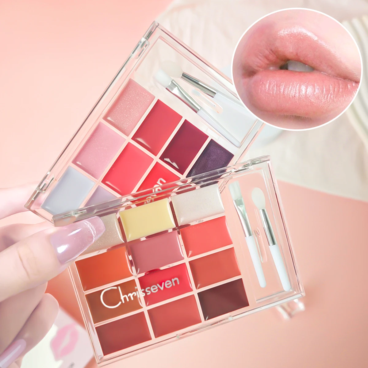 12 Colors DIY Moisturizing Lipstick Longlasting Mirror Jelly Lip Gloss Palette Girls Nude Cosmetic Natural Women Makeup Lip Tool