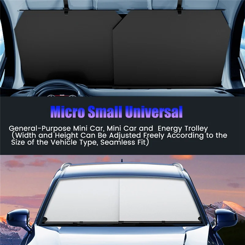 Mini Car Sunshade Automatic Retractable Curtains to Protect and Insulate the Front Windshield