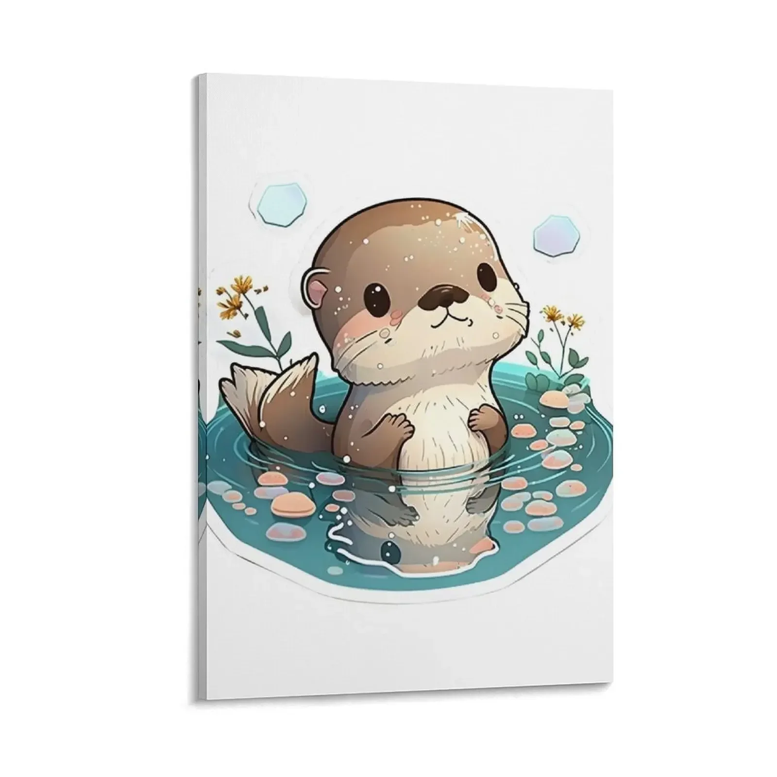 

The Mini Otter playing with water Canvas Painting korean room decor luxury home decor wallpapers home decor