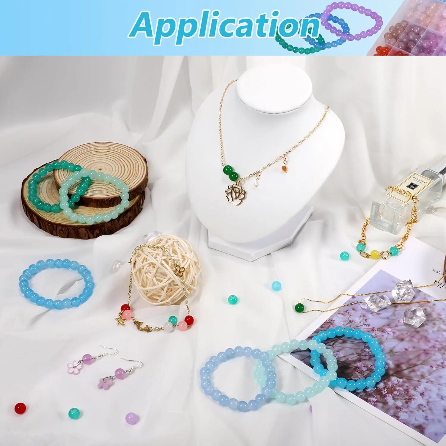 8mm Round Glass Beads for Jewelry Making, 28 Colors Crystal Beads for Bracelets Jewelry Making and DIY Crafts view 5