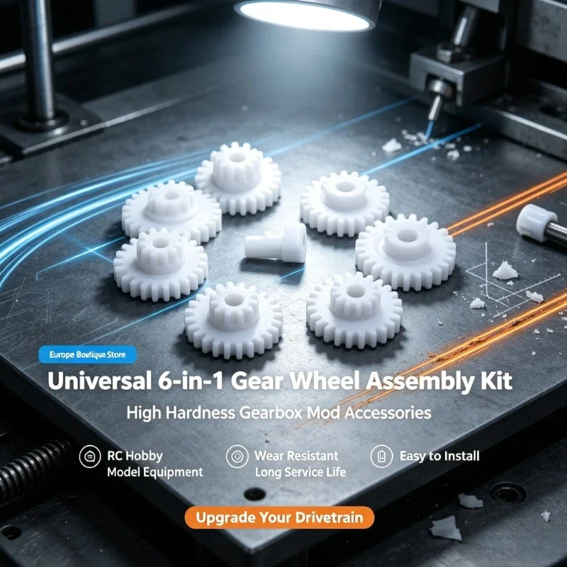 6-in-1 Gear Wheel Set for RC Hobby, Wearproof High Hardness Gears, Gearbox Spare Parts for Model Custom Tuning