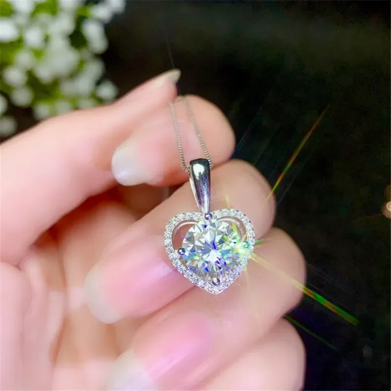 Moissanite Pendant 0.5CT 1CT 2CT 3CT VVS Lab Diamond Necklace Fine Jewelry for Women Engagement Gift Real 925 Sterling Silver