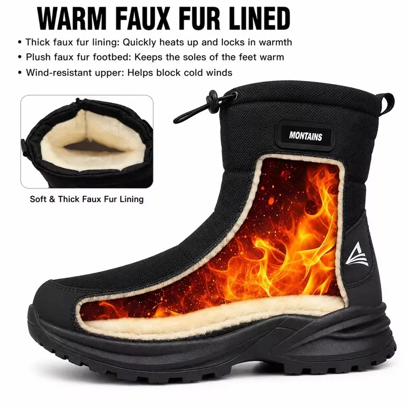 Warm Winter Plush Snow Boots Men Women Outdoor Winter Boots Windproof Cotton Shoes Wear Resistant And Anti Slip Snow Boots