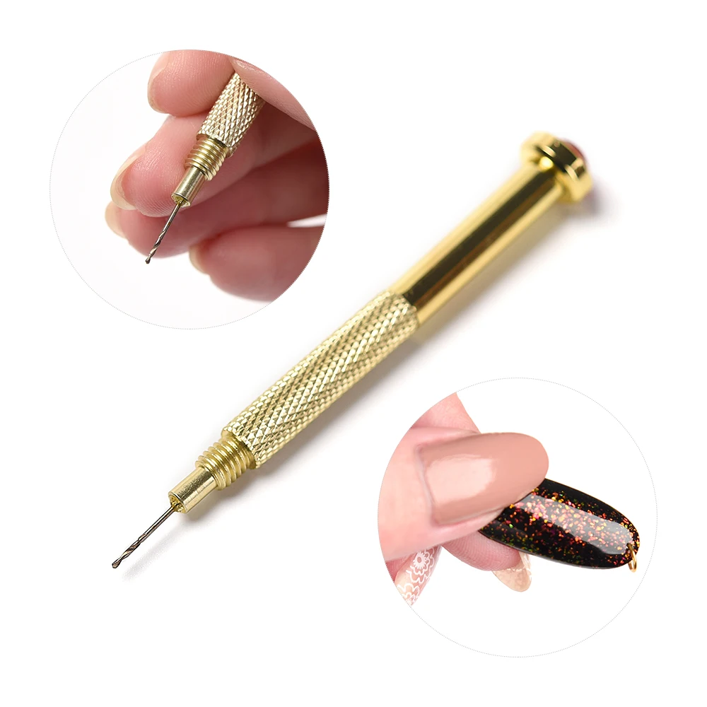 1PC Dziurkacz do paznokci Nail Art Hand Dangle Drill Hole Maker Dotting Pen UV Gel Acrylic Tip Piercing Tool Akcesoria do manicure