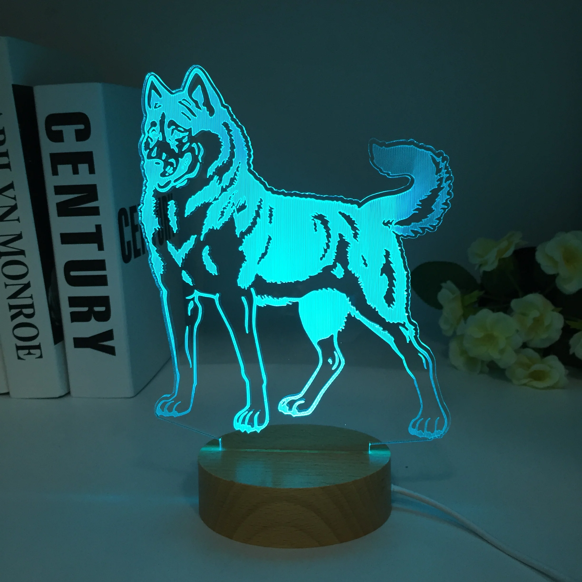 Wooden Bulldog Jack Russell Terrier Rottweiler Dobermann 3D Visual Illusion Lamp Kid Night Light Dog Style Lamp Dropshipping