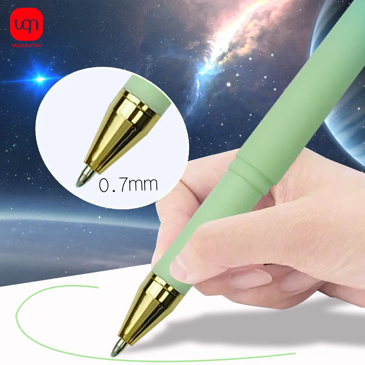 Imagem -02 - Wqn-canetas Esferográficas Bonitos Papelaria Asthetic Tinta Canetas Verdes Finas Volta ao Abastecimento Escolar Kawaii Pen Coisas Baratas Luxo