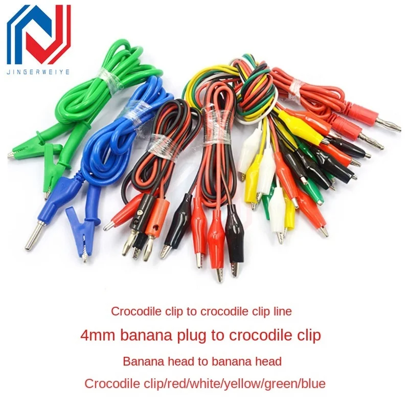 

Crocodile Clip Line Banana Plug to Crocodile Clip with Line Power Supply Test Wire Connecting Line Red and Black 2 Lines 4 Clips