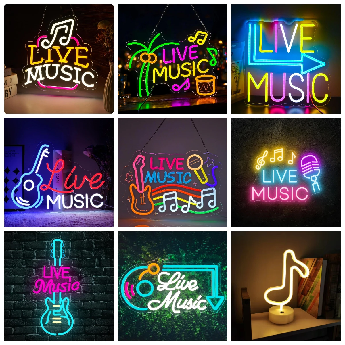 Live Music Neon Sign USB Energy-Saving LED Neon Light  for Bedroom Bar Club Studio Party Neon Decoration Gift