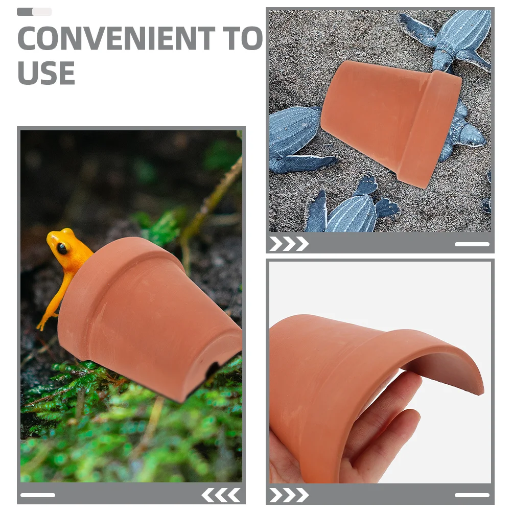 

2Pcs Turtle Hideout Pottery Clay Reptile Basking Platform Smooth Easy and Play Area for Turtles Lizards Frogs Reptile