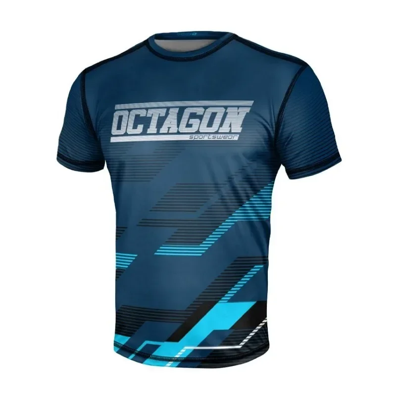 Summer Fans Octagonal X RFA Fightwear Men's 3D Printed Breathable Speed Drying Motorcycle Sports Fitness Short Sleeve T-shirt