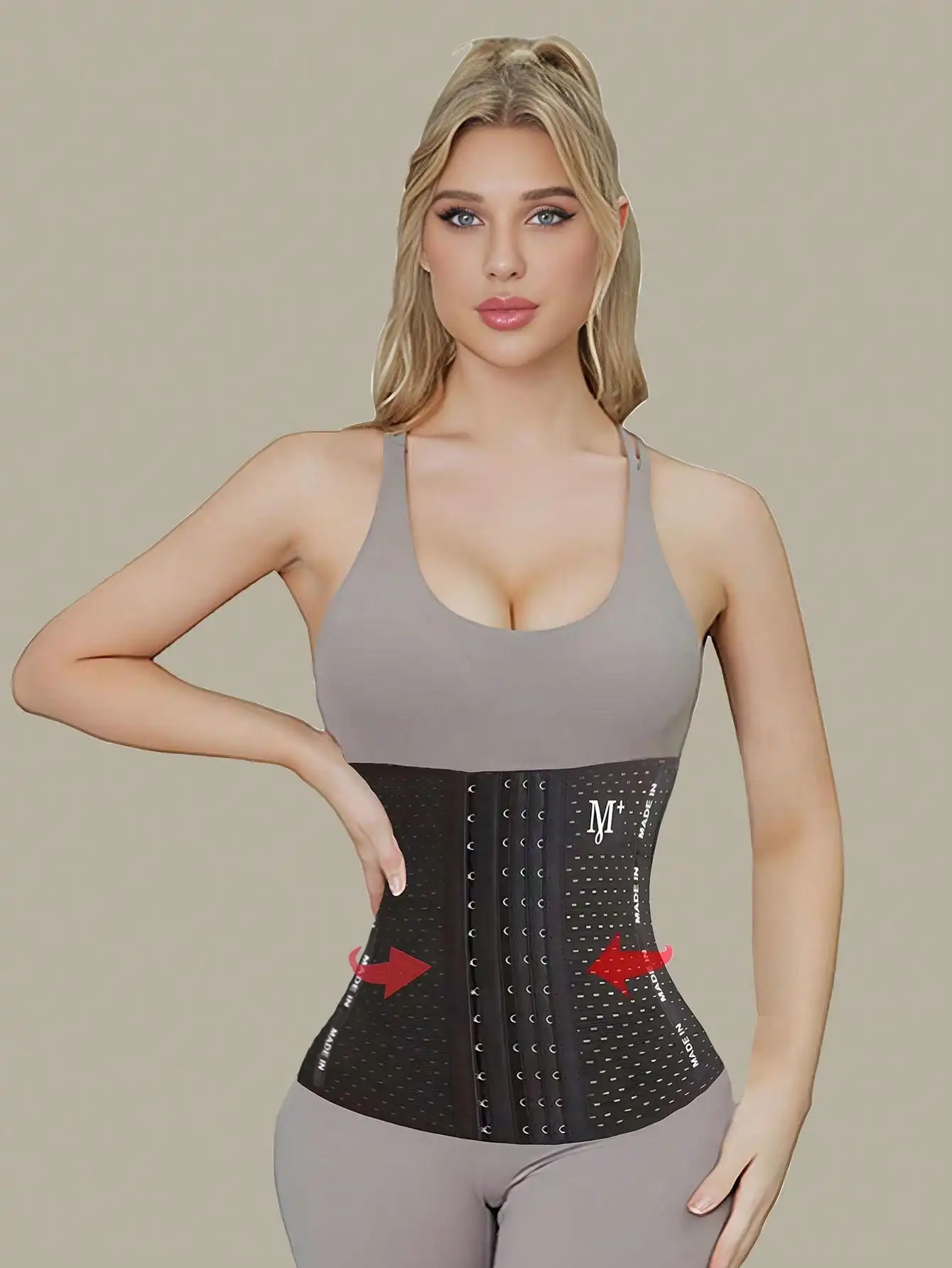1 cintura da donna con lettera "M" - 6 file e 13 ganci in neoprene con supporto in vita e cinturino in plastica, adatta per Sp