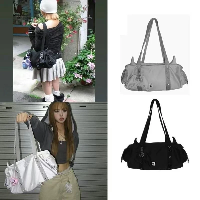 Sweet Cool Spicy Girl Handbag with Devil Horn Cute Design Women Casual Daily Single Shoulder Bag