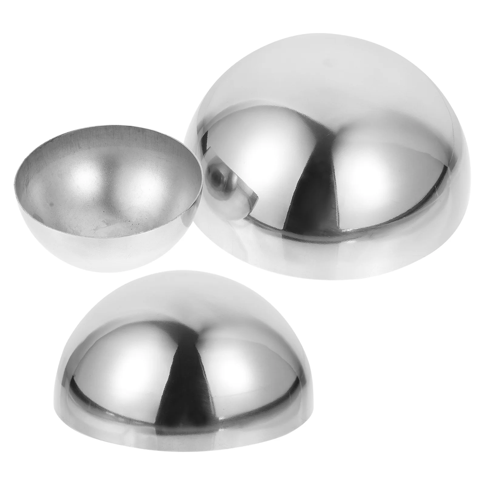 3 Pcs Hollow Hemisphere Stainless Steel Ball Mirror Balls Polished Half Polishing