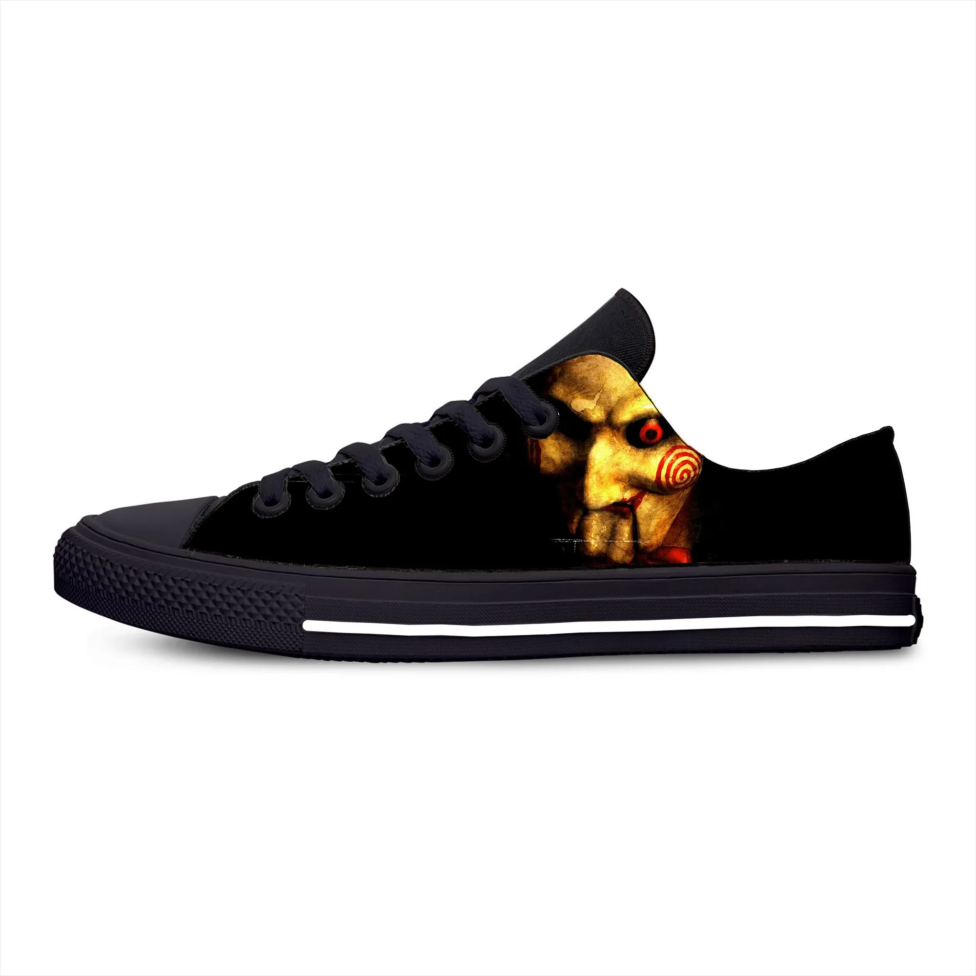 Movie Horror Scary Saw Billy Puppet Jigsaw Cartoon Casual Cloth Shoes Low Top Lightweight Breathable 3D Print Men Women Sneakers