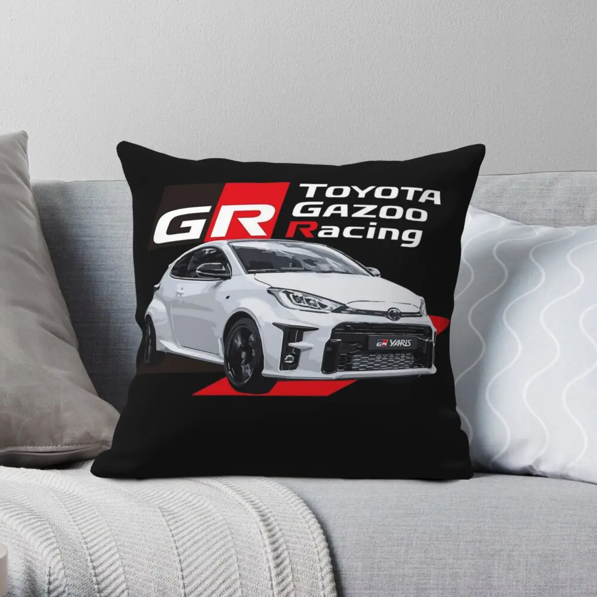 GR Yaris Gazoo Racing Square Pillowcase Polyester Linen Velvet Pattern Zip Decor Throw Pillow Case Home Cushion Cover 18