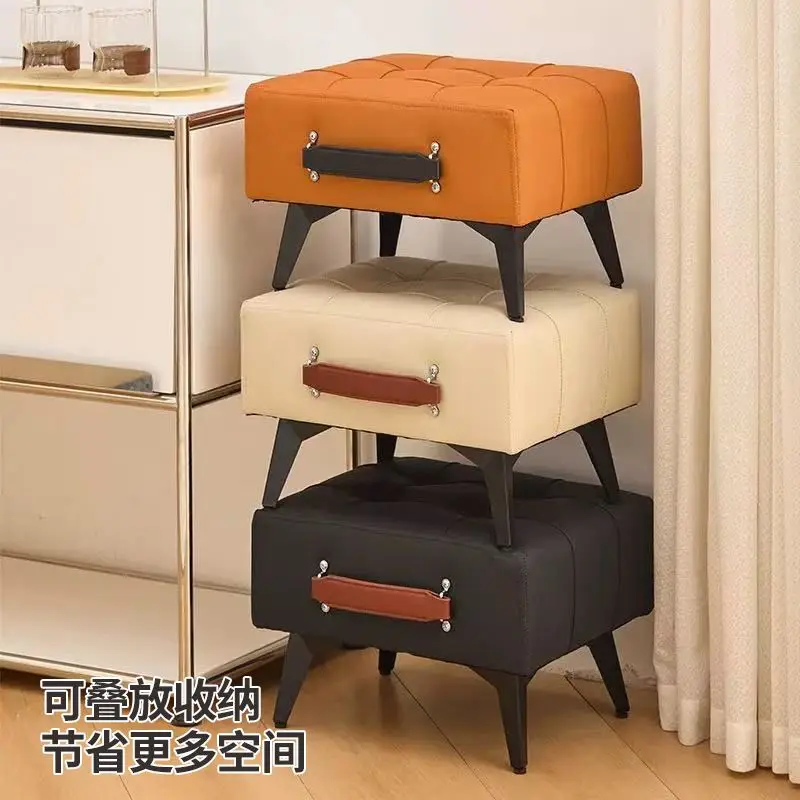 

Italian Luxury Cat-Scratch Leather Multi-Functional Stool: Ideal as Shoe Changing Bench, Vanity Stool, Coffee Table Stool