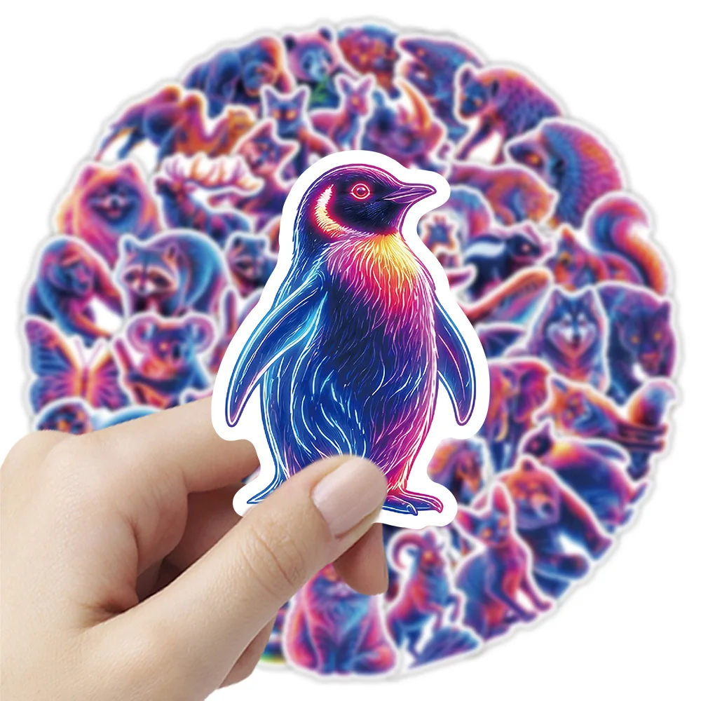 50PCS Neon Light Animal Personality Graffiti Stickers Cute Dog Rabbit Decal Decoration Luggage Phone Guitar Scrapbook Kid Toys