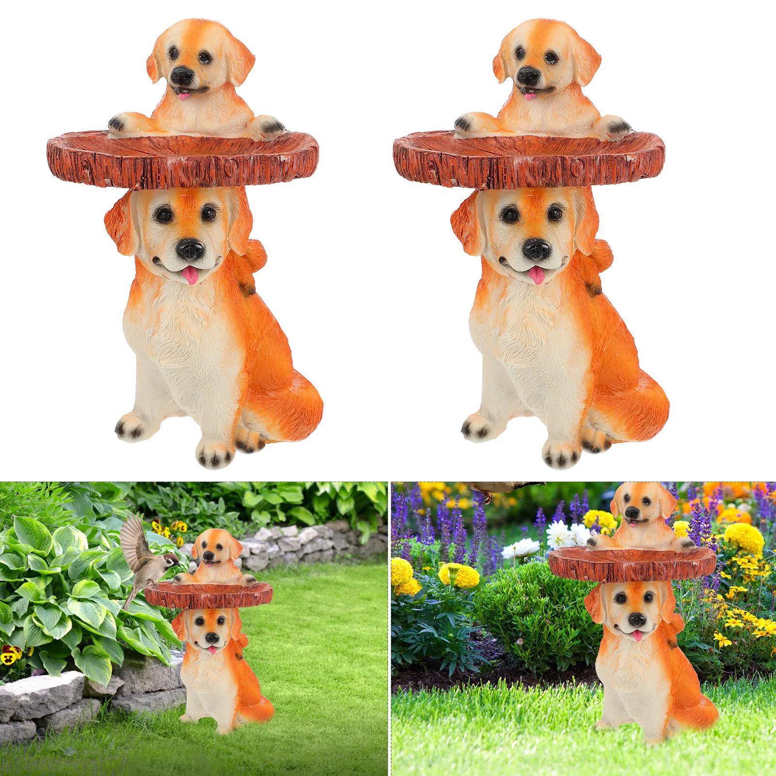 

Dog Shaped Bird Feeder Outdoor Garden Decor Resin Bird Food Container Large Capacity for Multiple Birds Attract Wildlife Home