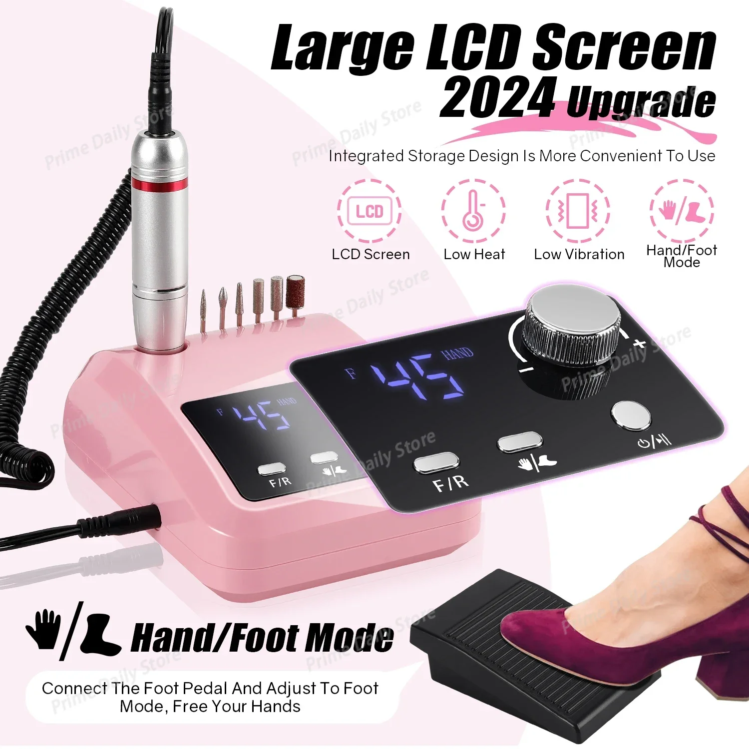 45000 RPM Electric Nail Drill Device for Nails Electric File HD Display Metal Manicure Pen Professional nail lathe Polisher