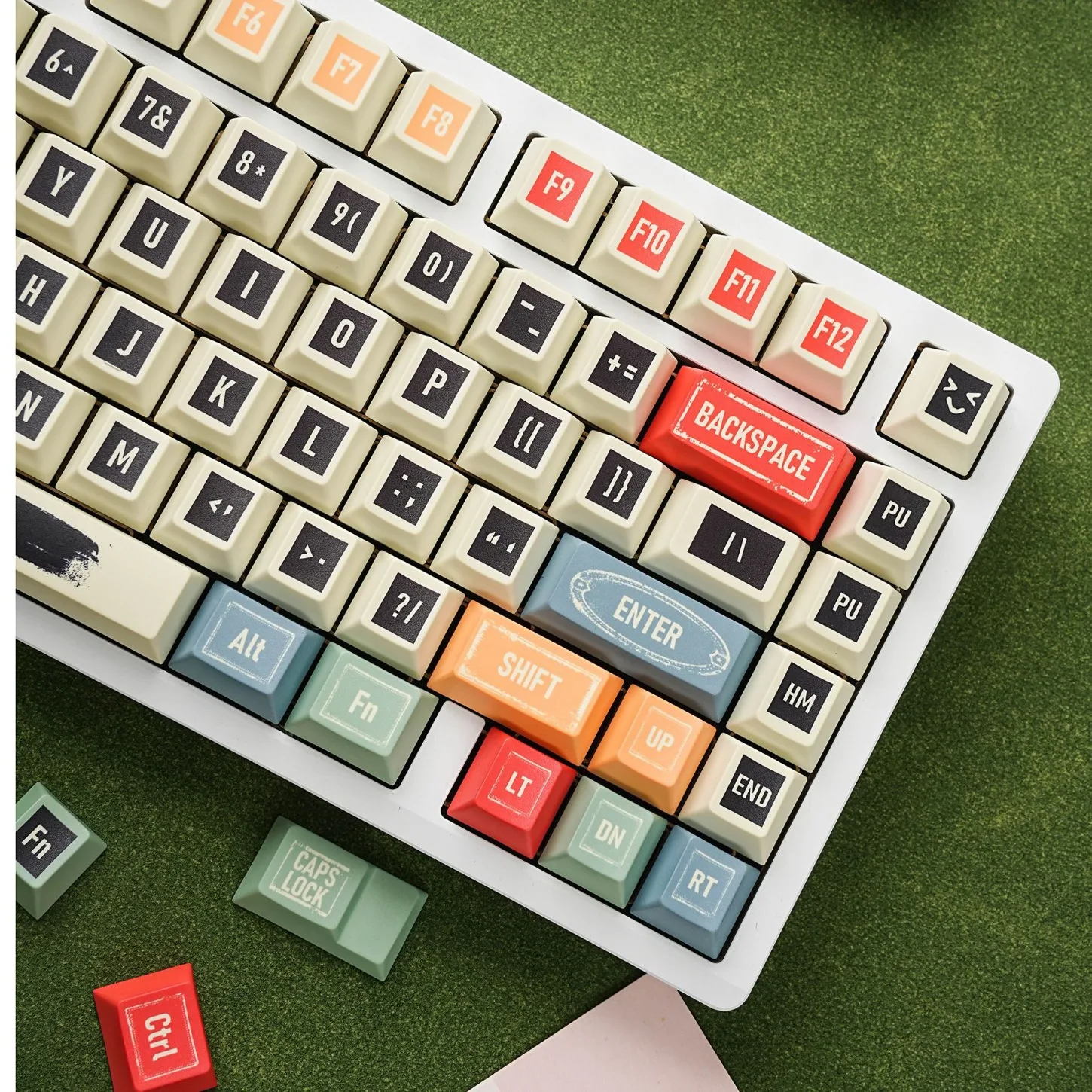 Retro Large Cherry Keycaps PBT 143 Keys with German, French, Korean, Spanish, English Language Selection Keycaps