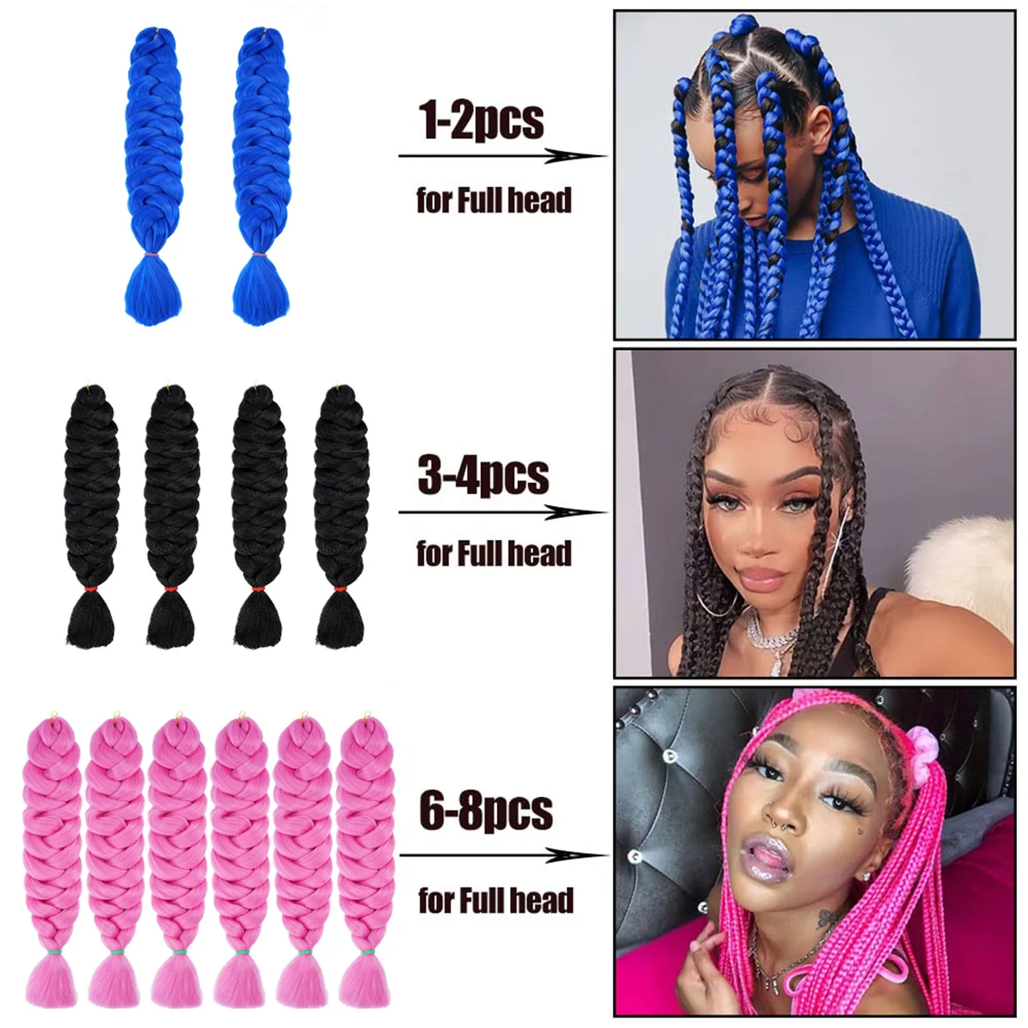 Jumbo Braiding Hair Extensions High Temperature Synthetic Fiber Box Braids Braiding Twist Crochet Braids Pre Stretched Kanekalon