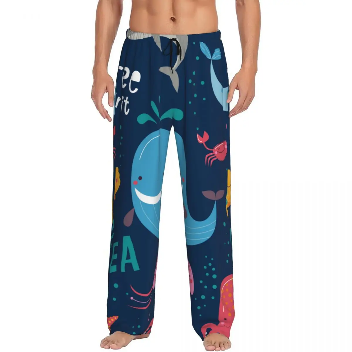 Cute Monsters Of Sea Animals Men Sleep Bottoms Male Lounge Trousers Men's Pajama Pants