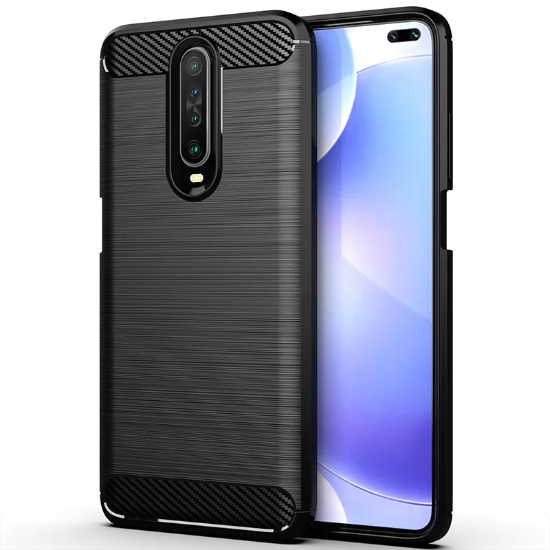 Silicone Case For Xaomi Redmi K30 k30i 5G Holder Stand Shockproof Phone Cover for xiaomi Mi Poco X2 Brushed Carbon Fiber Case