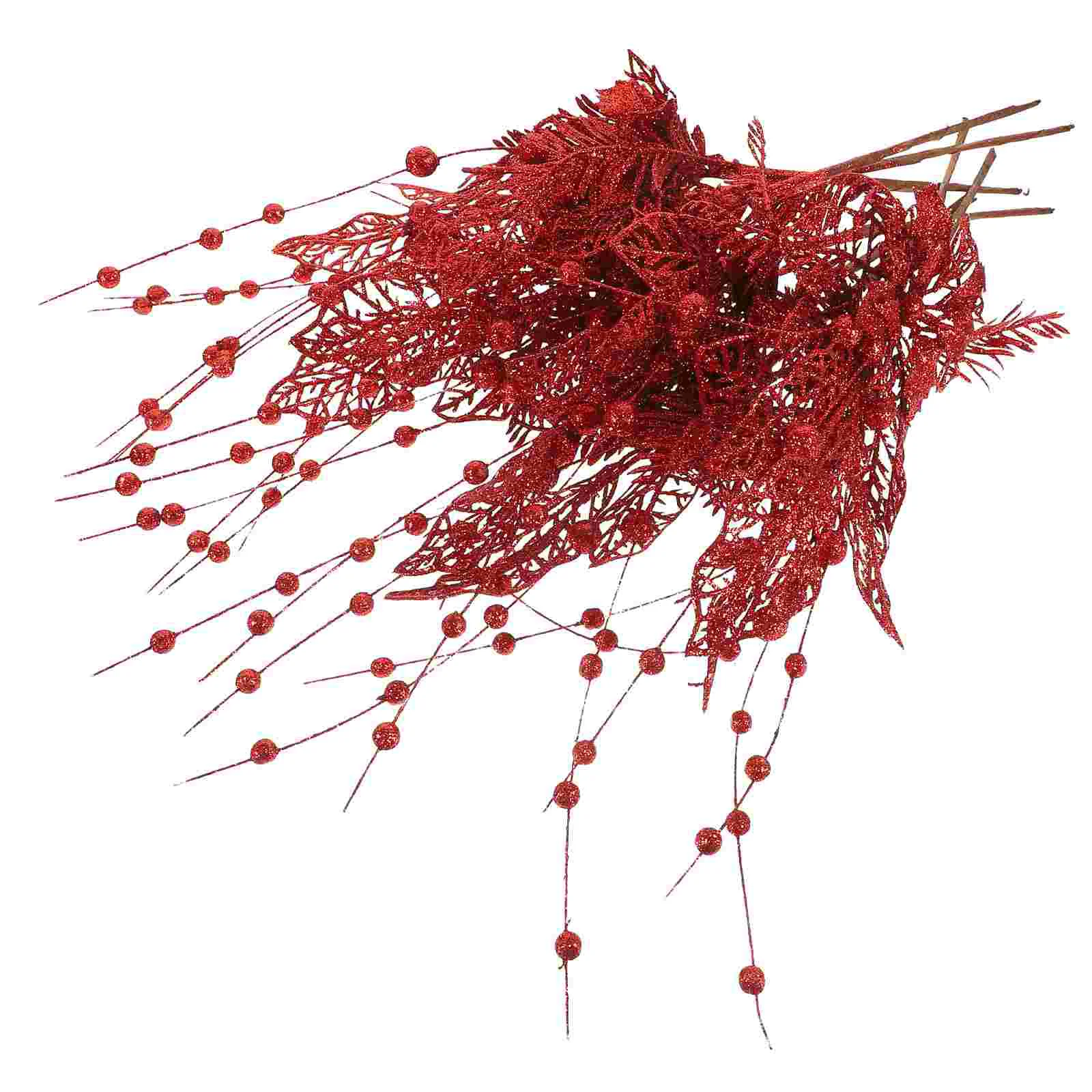 

8pcs Artificial Christmas Berry Picks Realistic Elegant Floral Stems for Tree Decor Classic Red Color Festive Touch New Year's