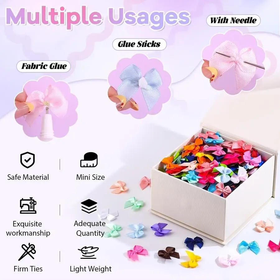 1/5/10/20/50/100pcs s, Mini Satin Ribbon Bow Flower DIY Sewing Crafts Application Crafts Decoration Hair Accessories Wedding Gif