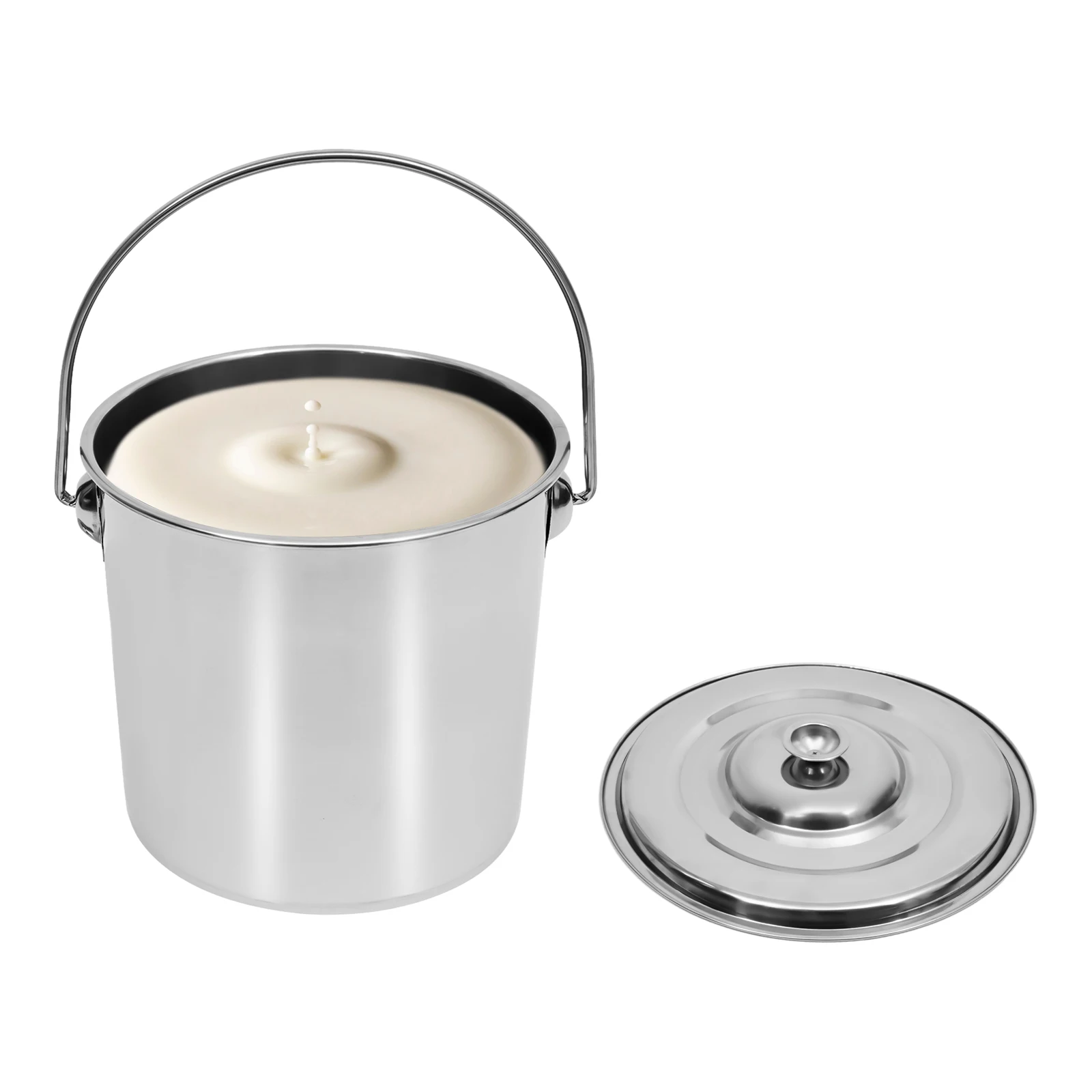 

12L Stainless Steel Kitchen Bucket with Lid Dairy Pail Bucket Milk Multi-purpose Barrel Cooler Storage Container