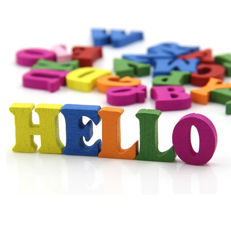 100 قطعة/الحزمة خشبية الإنجليزية الحروف الكلمات التهجئة لعب لعب الأطفال مونتيسوري التعليم المبكر لعب للأطفال رسائل ملونة #6