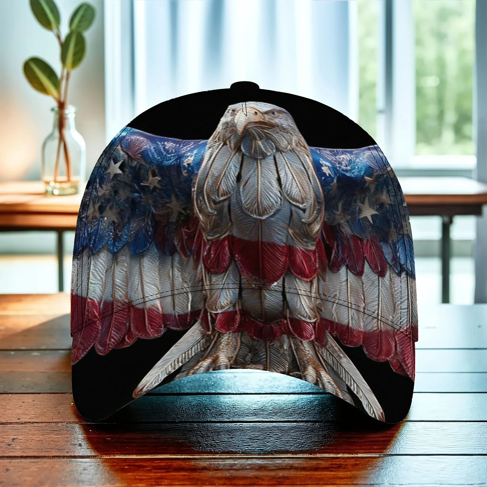 Custom 1pc With Flag Wings Printed Baseball Cap, Outdoor Hiking And Cycling Headwear, Adjustable Size Folding Storage, Neutral