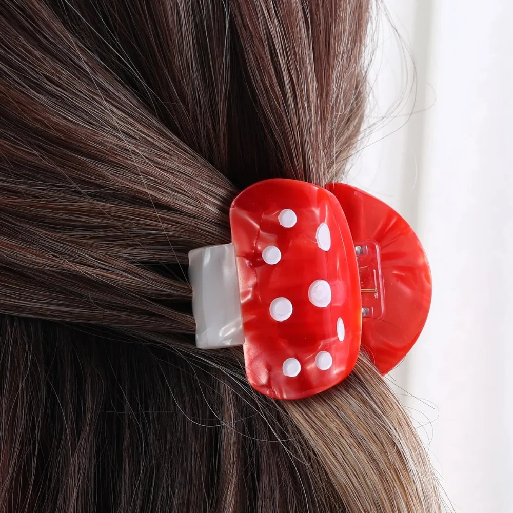 Red Acetic Small Cute Mushroom Hair Claw Clip For Fruit Series Girl Clip Hair Accessories