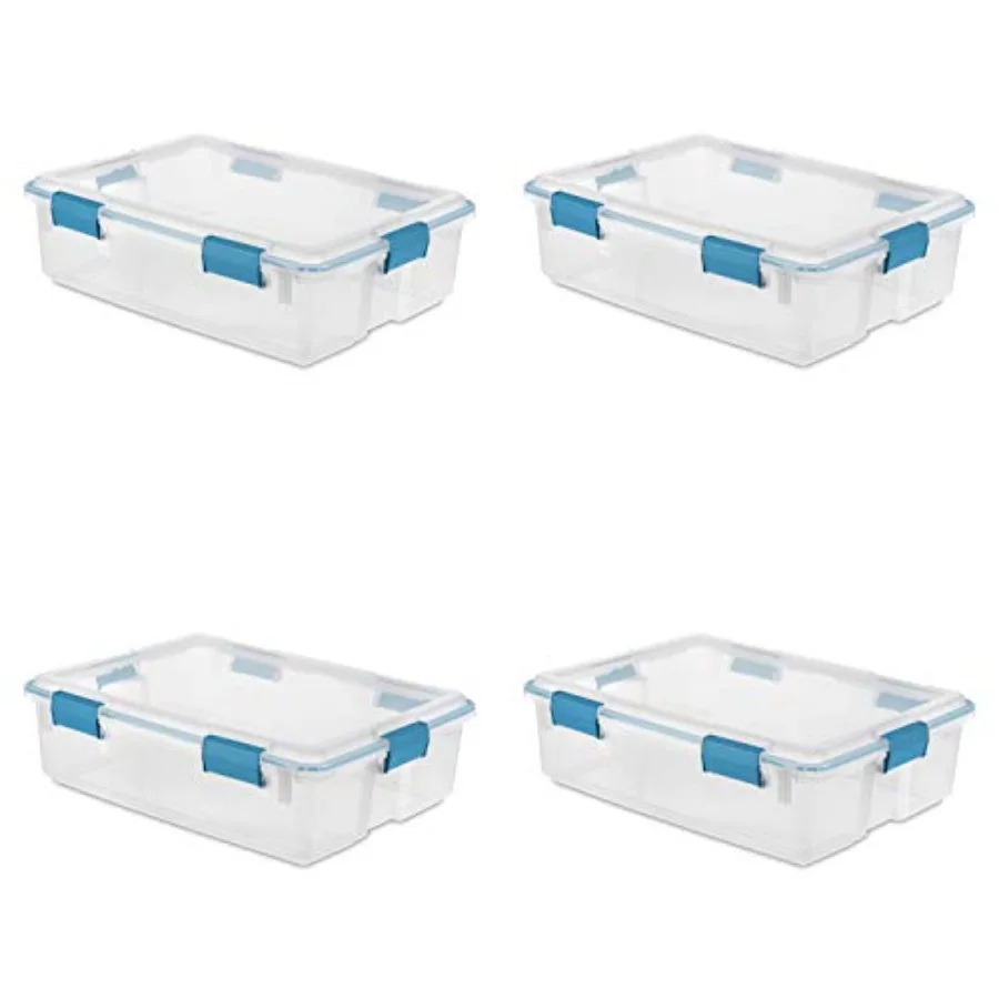 

37 Qt Gasket Box Stackable Storage Bin with Latching Lid and Tight Seal Plastic Container to Organize Underbed Clear Base and L