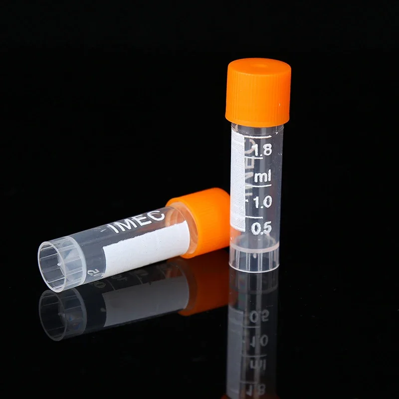 Probówki do krioprezervacji 1,8 ml, plastikowe, laboratoryjne, z podziałką, probówki kriotube 2 ml, probówki do próbek kriowialne z zakrętką, 100 sztuk — zdjęcie produktu 5