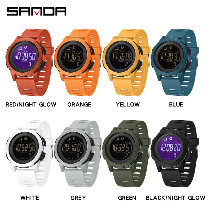 SANDA Top Brand Men Watches Sports Pedometer Calories 50M Waterproof LED Digital Watch Military Wristwatch Relogio Masculino