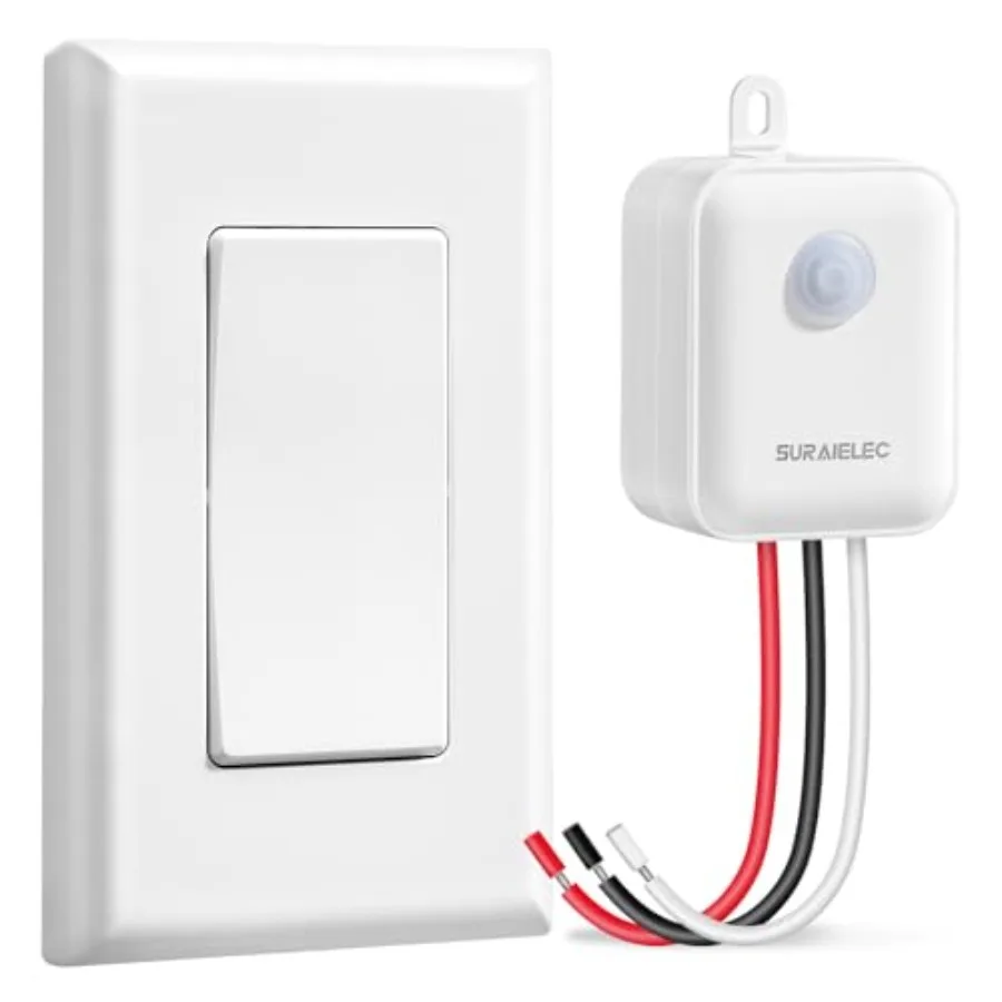 Wireless Light Switch and Receiver Kit, Single Pole, RF 100 Feet, No WiFi, No Interference, Expandable 5A Remote Control Wall f