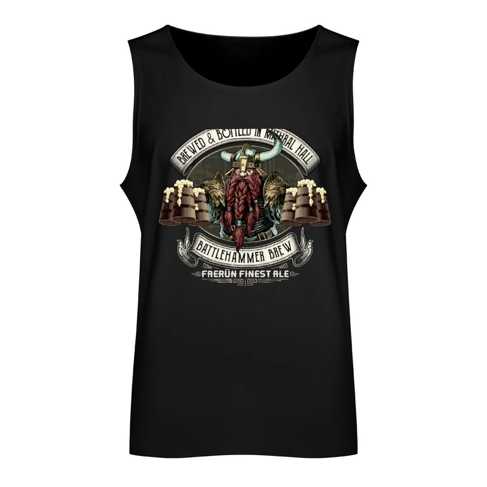 Mithral Hall Battlehammer Brew Bruenor Faerun Dwarf Fourthpeak Frost Hills Tank Top Men's singlets