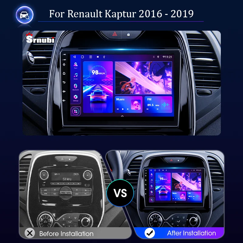 2Din Android 11 for Renault Kaptur Captur 2016-2019 Car Radio Multimedia Player Carplay Auto Stereo Head Unit Audio Navigatore