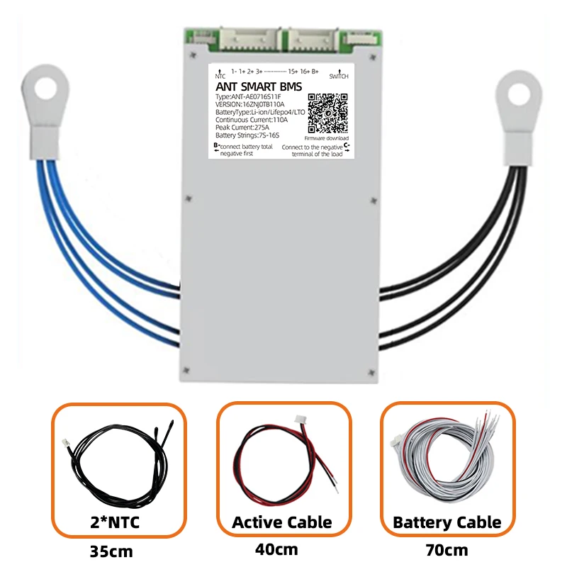 Imagem -06 - Placa de Equilíbrio de Bateria Inteligente Bluetooth Embutido Ant Bms 7s 8s 10s 12s 14s 16s 24v 36v 48v Li-íon Lifepo4 Lto 40a 110a 130a 1050a