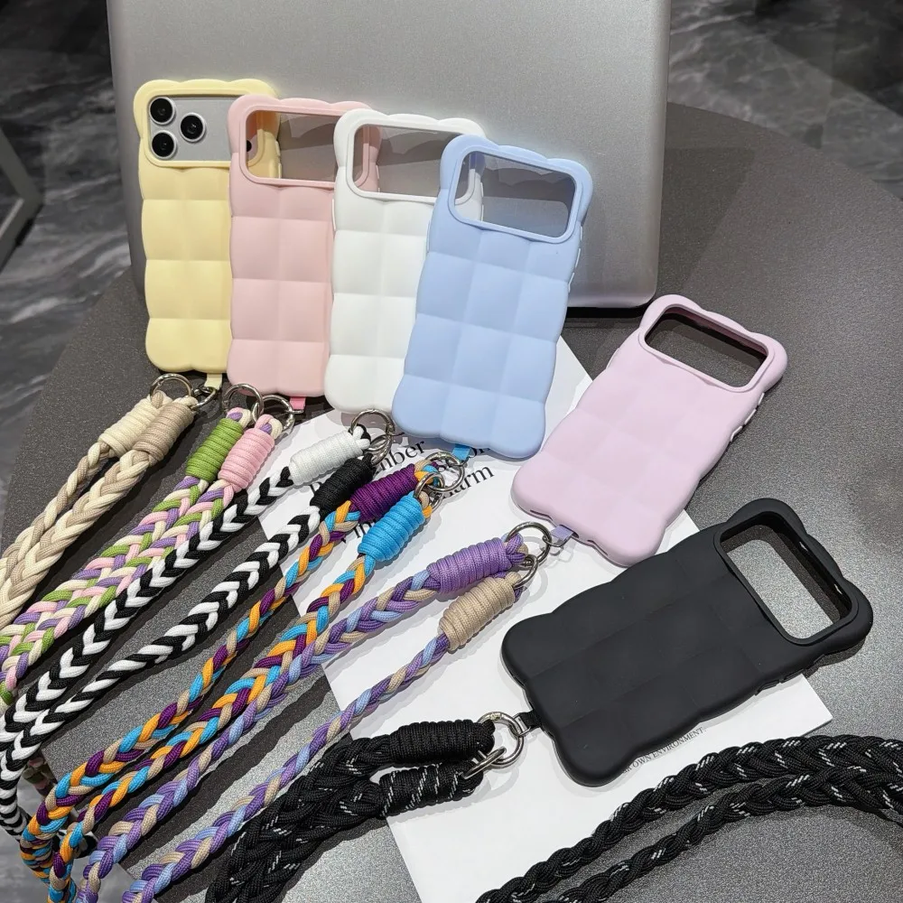 For Iphone 13 14 15 16 17 Pro Max Tpu Soft Shell Phone Case Protective Colorful Cloud Long Rope Shockproof Back Cover