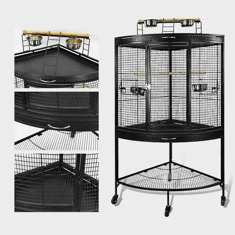 Metal Corner Bird Cage Parrot Pop Flower Black Right Angle Gray Cage Tiger Skin Monk Xuanfeng Starling Villa - Image 4