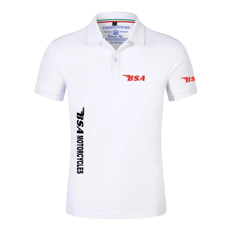 2024 Summer Brand Men's Bsa Motorcycles Polo Shirts Comfortable Casual Short Sleeve Turndown Fashion Streetwear Solid Color Top - Detail 1